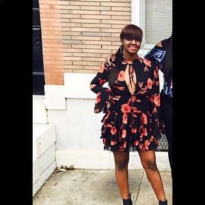 Black and red mini dress